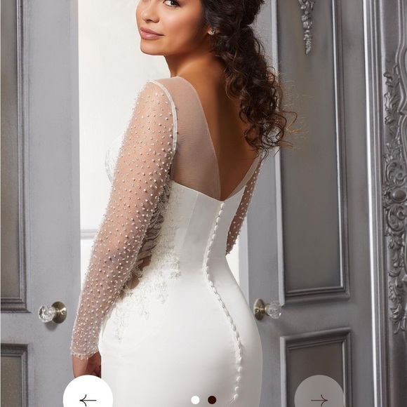 NWT! Morilee Wedding Dress and Pearl/Crystal Beaded Net Sleeves size 18 - Picture 5 of 7